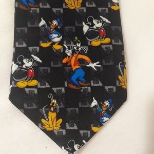 Mickey Unlimited Tie Micky Mouse Goofy Donald Pluto Dancing Silk Disney